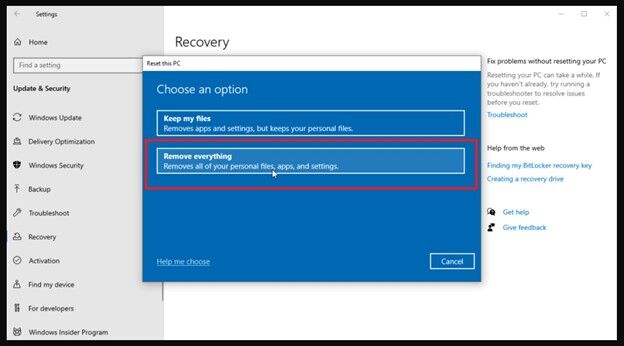 choose Remove Everything