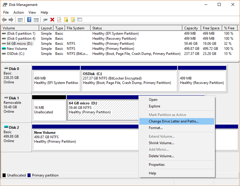 Disk Management window